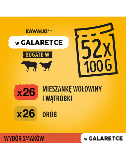 PEDIGREE Adult Wybór smaków z wołowiną i drobiem w galaretce 4x100g