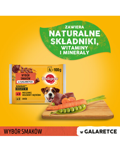 PEDIGREE Adult Wybór smaków z wołowiną i drobiem w galaretce 4x100g
