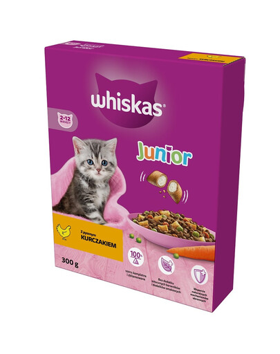 WHISKAS Junior Chicken - Croquettes de poulet pour chatons - 6x300 g
