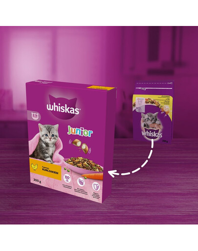 WHISKAS Junior Chicken - Croquettes de poulet pour chatons - 6x300 g