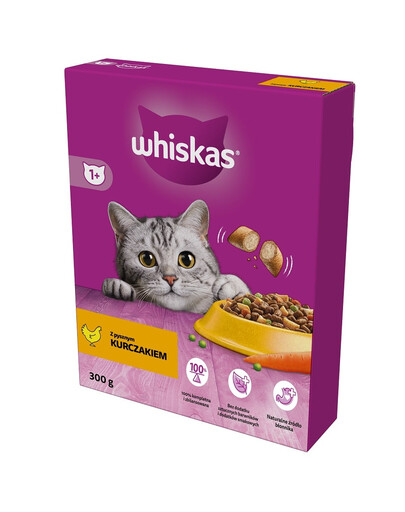 WHISKAS Adult - nourriture sèche complète avec du poulet délicieux pour les chats adultes - 6x300 g