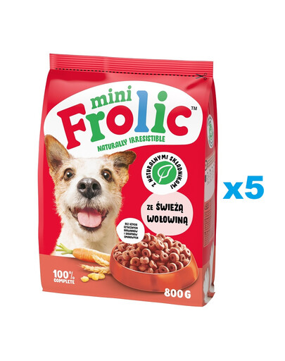 FROLIC Mini Naturally Irresistible 5x800 g nourriture semi-humide pour chiens de petites races avec du boeuf frais