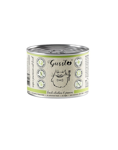 GUSSTO Cat Fresh Chicken Prawns Nourriture humide pour chats poulet aux crevettes 200 g