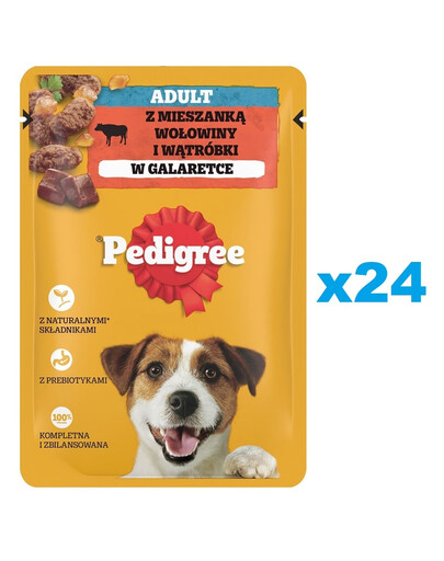 PEDIGREE Adultes morceaux en gelée avec bœuf et foie 24x100g