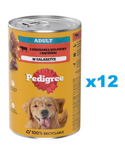 PEDIGREE Adult boîte 12x1200g aliment complet humide pour chiens adultes avec bœuf en gelée