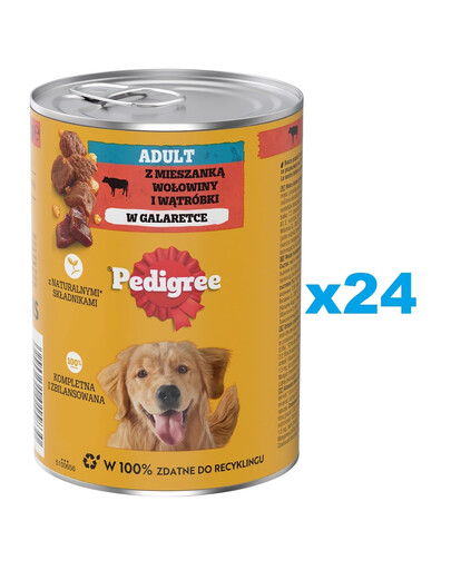 PEDIGREE Adult boîte 24x400g aliment complet humide pour chiens adultes avec bœuf en gelée