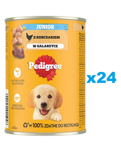 PEDIGREE Junior 24x400g aliment complet humide pour chiens en croissance avec du poulet en gelée