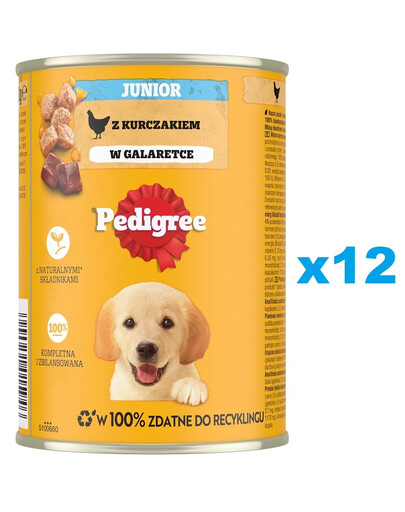 PEDIGREE Junior 12 x 400g nourriture complète humide pour chiens en croissance avec du poulet en gelée