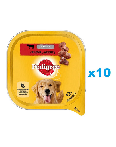 PEDIGREE Adult tray 10x300 g nourriture humide pour chiens avec bœuf et foie en mousse