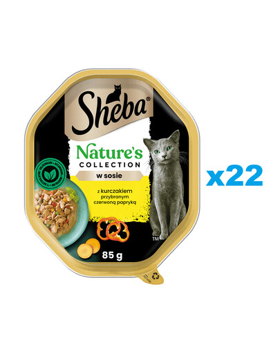 SHEBA Nature's Collection tray 22x85 g nourriture complète humide pour chats adultes morceaux avec poulet en sauce