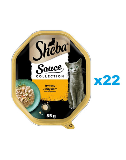 SHEBA Sauce Collection tray 22x85 g aliment complet humide pour chats adultes fricassée de dinde et légumes en sauce