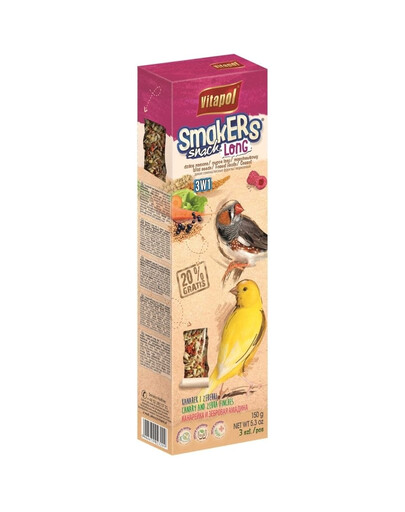 Smakers Long Mix 3W1 Dla Kanarka I Zeberek Dzikie Nasiona/Owoce Lasu/Marchewkowy