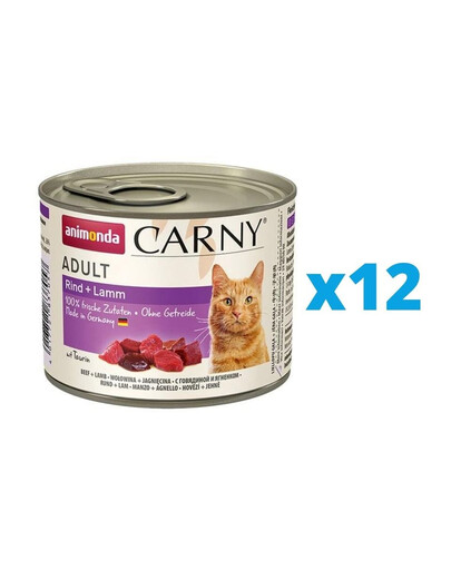 ANIMONDA Carny Adult zestaw wołowina i jagnięcina 12 x 200 g