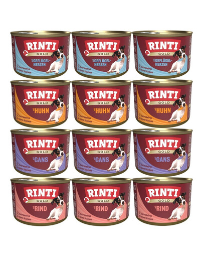 RINTI Gold Mini Mélange de saveurs pour chiens de petite race 12x185 g