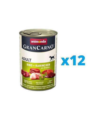 ANIMONDA GranCarno zestaw z wołowiną, królikiem i ziołami 12 x 800 g