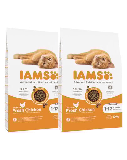 IAMS for Vitality dla kociąt ze świeżym kurczakiem 20 kg (2 x 10 kg)