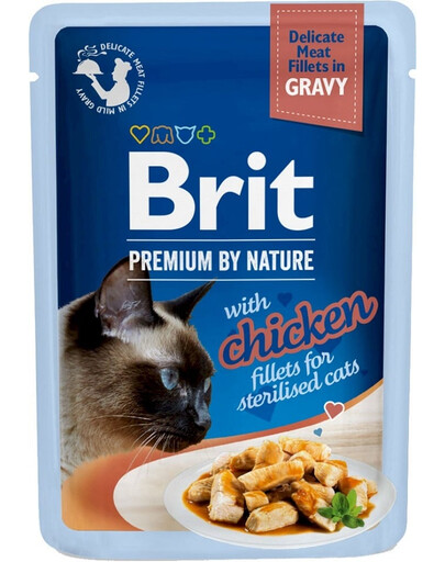 BRIT Premium By Nature Fillets in Gravy for Sterilized cats avec du poulet 24x85g