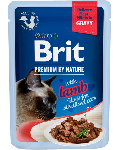 BRIT Premium By Nature Fillets in Gravy for Sterilized cats avec de l'agneau 24x85g