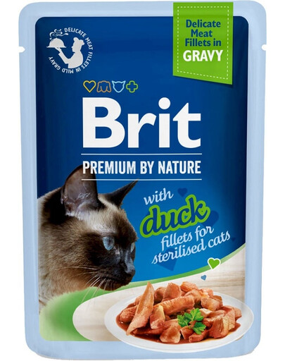 BRIT Premium By Nature Fillets in Gravy for Sterilized cats avec du canard 24x85g