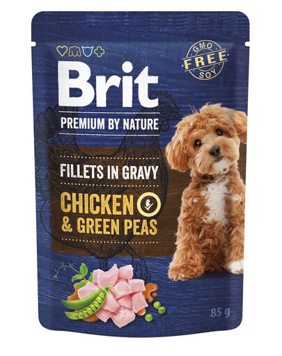 BRIT Premium By Nature Dog Fillets in Gravy au poulet et petits pois 24x85g