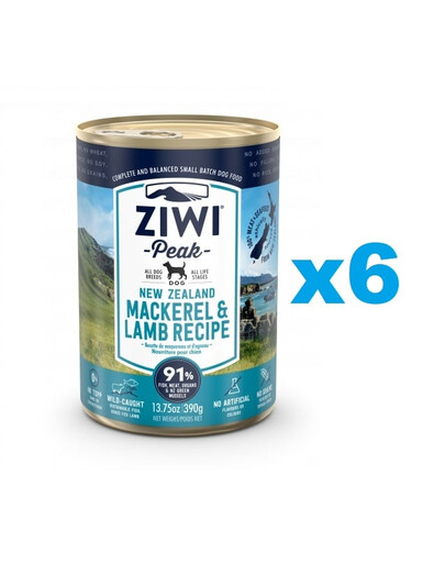 ZIWIPEAK Dog Mackerel&Lamb Makrela i jagnięcina 6x390 g