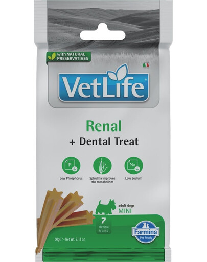 FARMINA Vet Life Dental Treat Renal Mini 60 g (7 pièce) friandise dentaire pour chiens de petites races