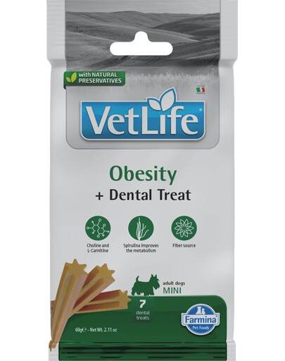 FARMINA Vet Life Dental Treat Obesity Mini 60 g (7 pièce) friandise dentaire pour chiens de petites races