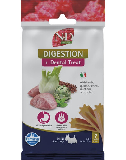 FARMINA N&D Quinoa Dental Treat Digestion Mini 60 g (7 pièce) friandise dentaire pour chiens de petites races