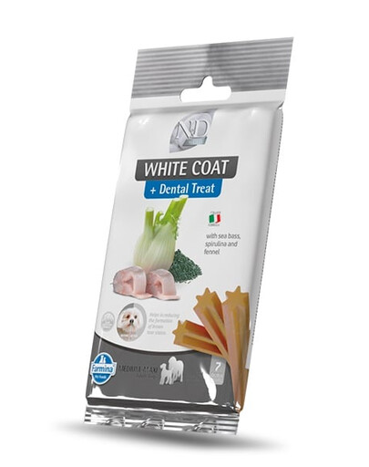 FARMINA N&D White Dental Treat Coat Sea bass Medium/Maxi 100 g (7 pièce) friandise dentaire pour chiens de taille moyenne et grande