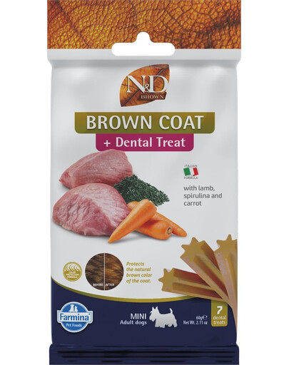 FARMINA N&D Brown Dental Treat Coat Lamb Mini 60 g (7 pièce) friandise dentaire pour chiens de petites races