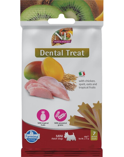 FARMINA N&D Tropical Selection Dental Treat Chicken Mini 60 g (7 pièce) friandise dentaire pour chiens de petites races