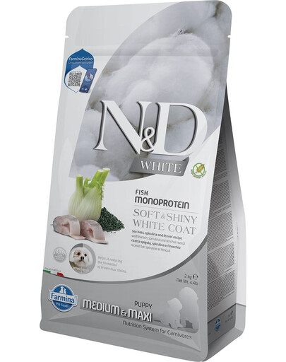 N&D FARMINA N&D White Dog Puppy Medium Maxi Sea Bass, Spirulina, Fennel 2 kgDog Puppy Medium Maxi Sea Bass, Spirulina, Fennel 2 kg