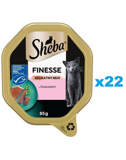 SHEBA Finesse barquette Nourriture complète humide pour chats adultes avec saumon en mousse 22x85 g