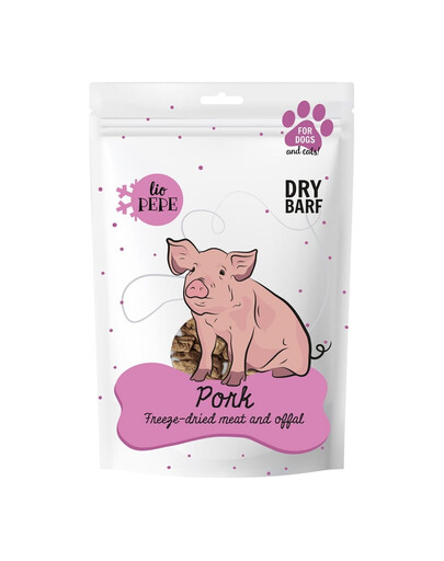 PAKA ZWIERZAKA PEPE Viande de porc lyophilisée en morceaux de cœur 60 g