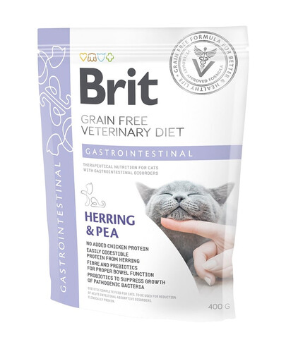 BRIT Veterinary Diets Cat GF Gastrointestinal Low Fat 400 g alimentation sans céréales pour troubles gastro-intestinaux du chat