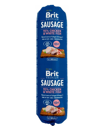 BRIT Sausage Chicken & White Fish nourriture humide pour chiens de tous âges 800 g