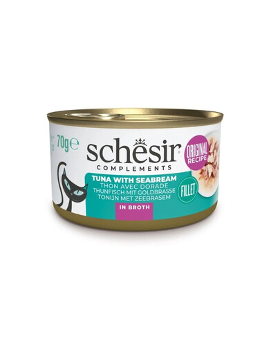 SCHESIR Thon avec dorade en bouillon pour chats 70 g