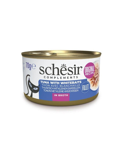 SCHESIR Thon aux sprats dans un bouillon pour chats 70 g