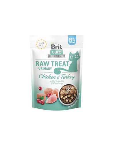 BRIT Care Raw Treat Freeze Dried Urinary Cat 40 g friandise lyophilisée Poulet et dinde avec probiotiques pour chat