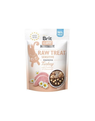 BRIT Care Raw Treat Freeze Dried Sensitive 40 g Friandise lyophilisée Dinde avec probiotiques pour chat