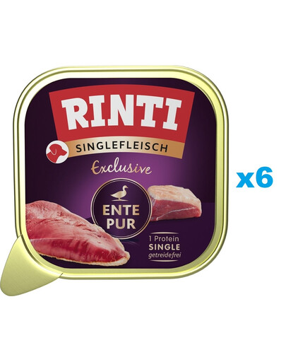 RINTI Singlefleisch Exclusive Duck Pure nourriture monoproteique pour chiens avec canard 6x150 g