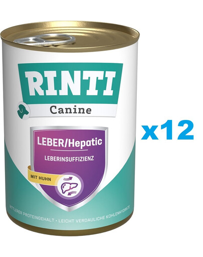 RINTI Canine Liver/Hepatic Chicken au poulet 12x400 g