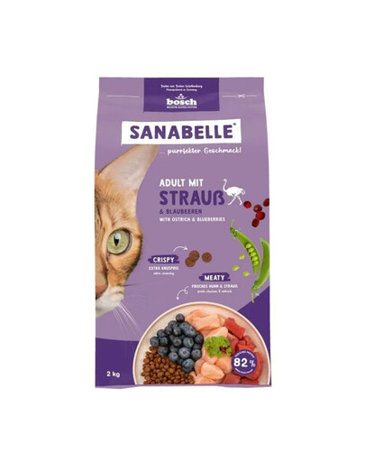 SANABELLE Adult Autruche 2 kg pour chats adultes