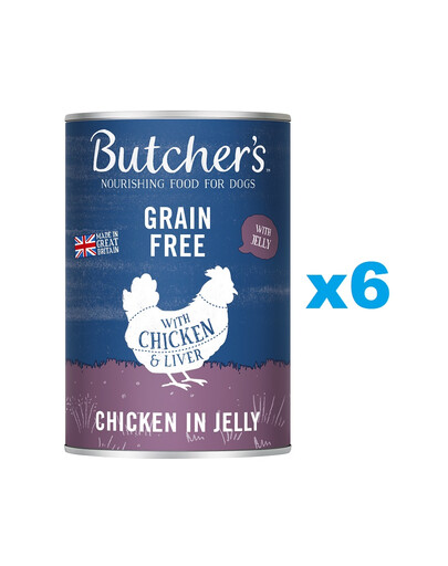 BUTCHER'S Original Recipe in Jelly Chicken & Liver 400g nourriture pour chiens, morceaux de poulet en gelée