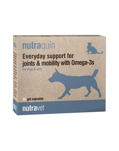 NUTRAVET Nutraquin 90 capsules pour les articulations avec oméga-3 pour chiens et chats