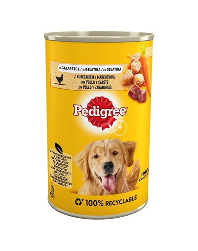 PEDIGREE Adult Mix saveurs 12x400g poulet avec carottes et mélange de bœuf avec foie en gelée pour chiens
