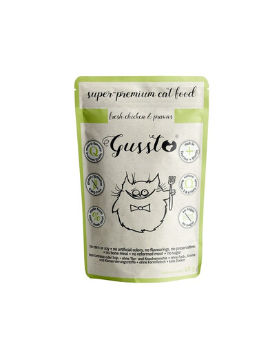 GUSSTO Cat Fresh Chicken Prawns sachet 85 g nourriture humide pour chat poulet aux crevettes