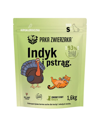 PAKA ZWIERZAKA Croquettes d'Inde avec truite pour chatons S 1,6 kg