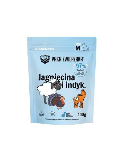 PAKA ZWIERZAKA Croquettes Agneau et Dinde pour chat M 400 g