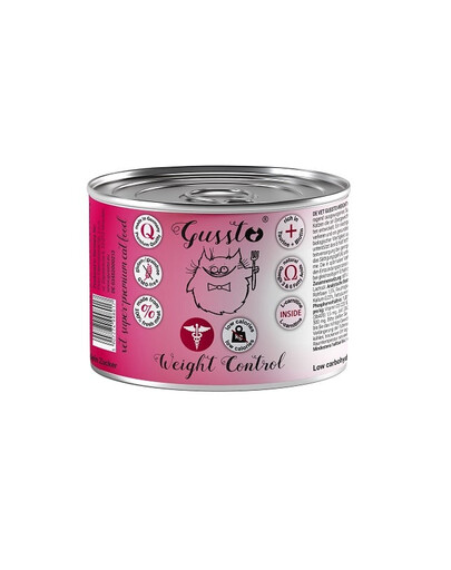 GUSSTO Vet Weight control Cat puszka 200 g nourriture pour chat en surpoids